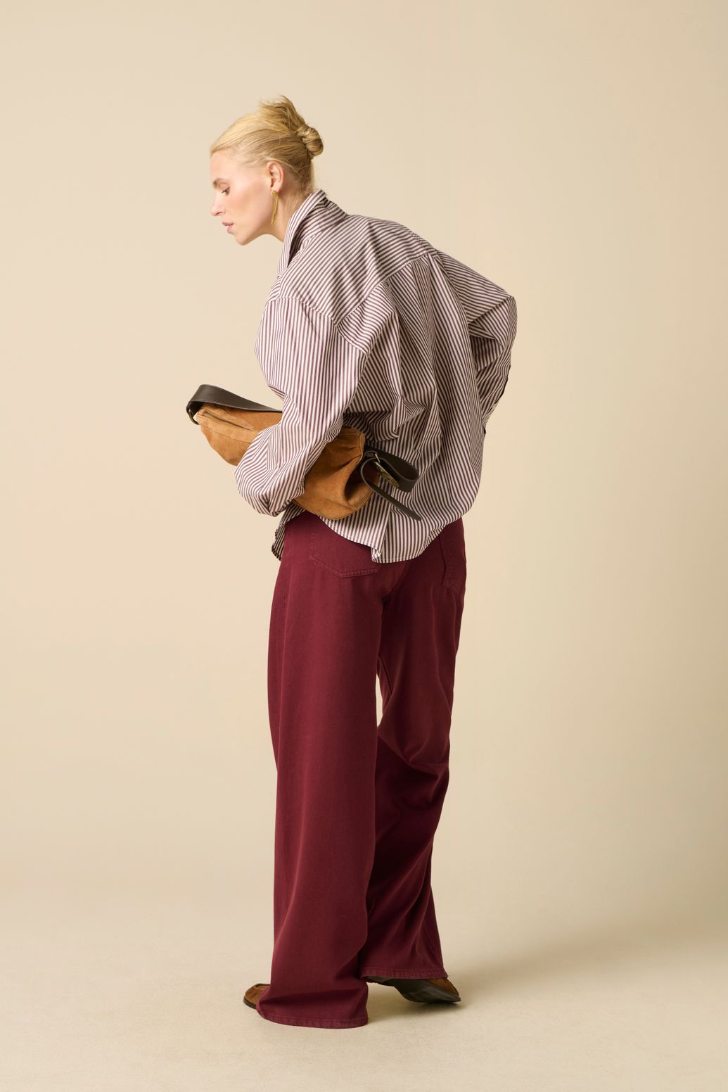 Donkerrode hight waist wide leg jeans