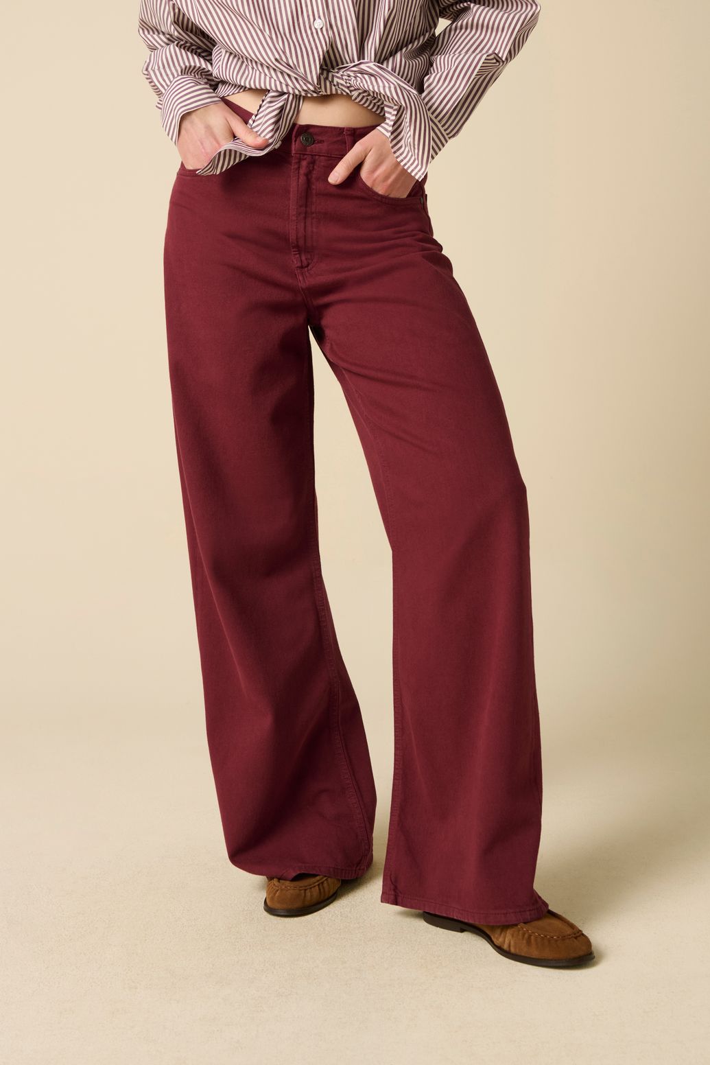 Donkerrode hight waist wide leg jeans