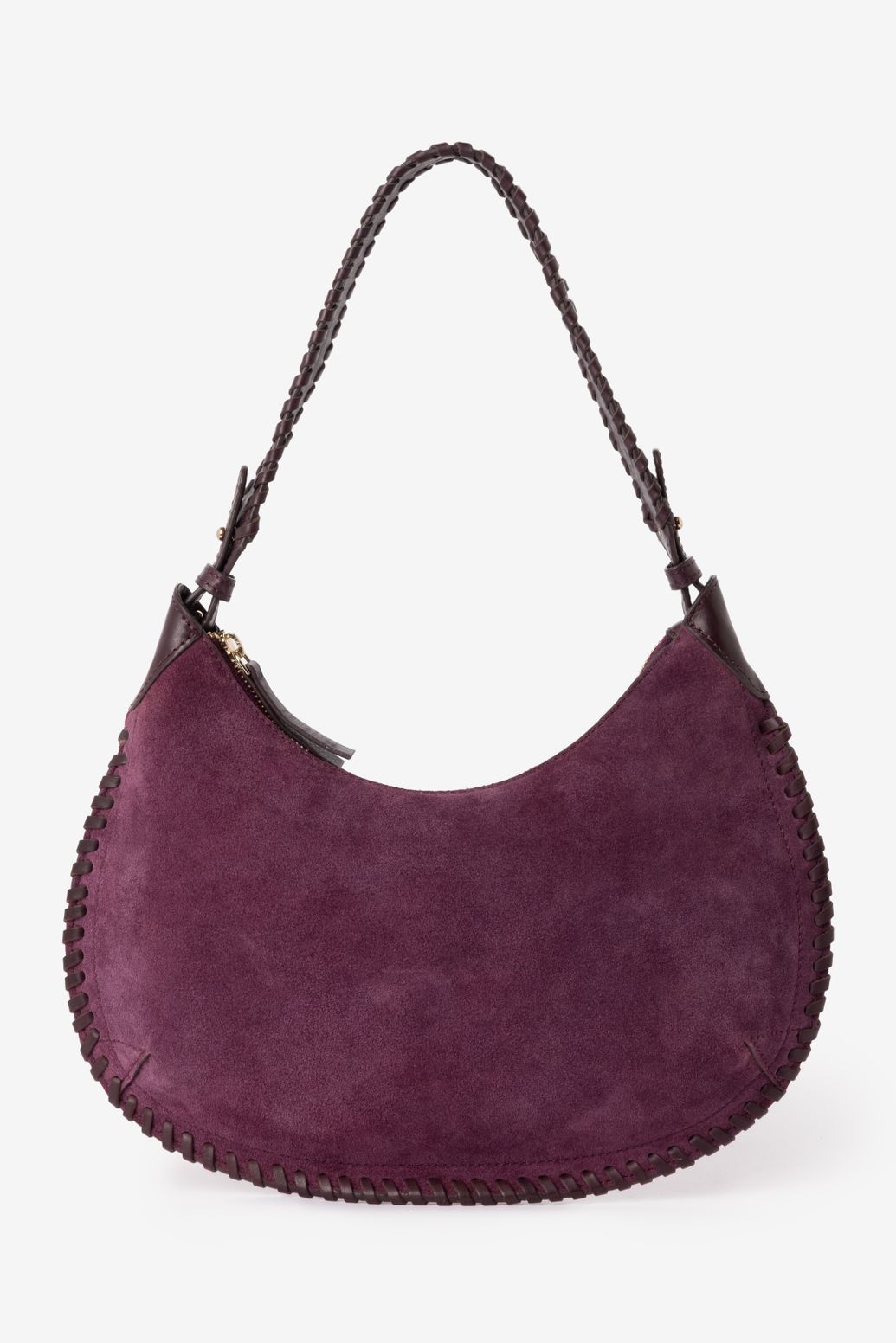 Schultertasche aus Veloursleder - lila