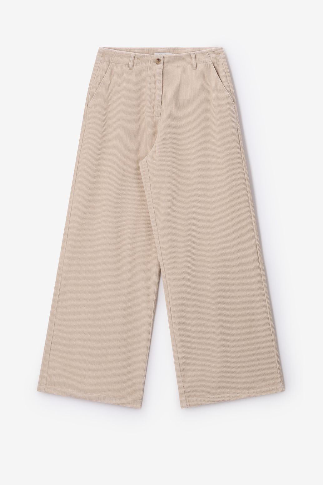 Beige Corduroy high waist wide leg broek