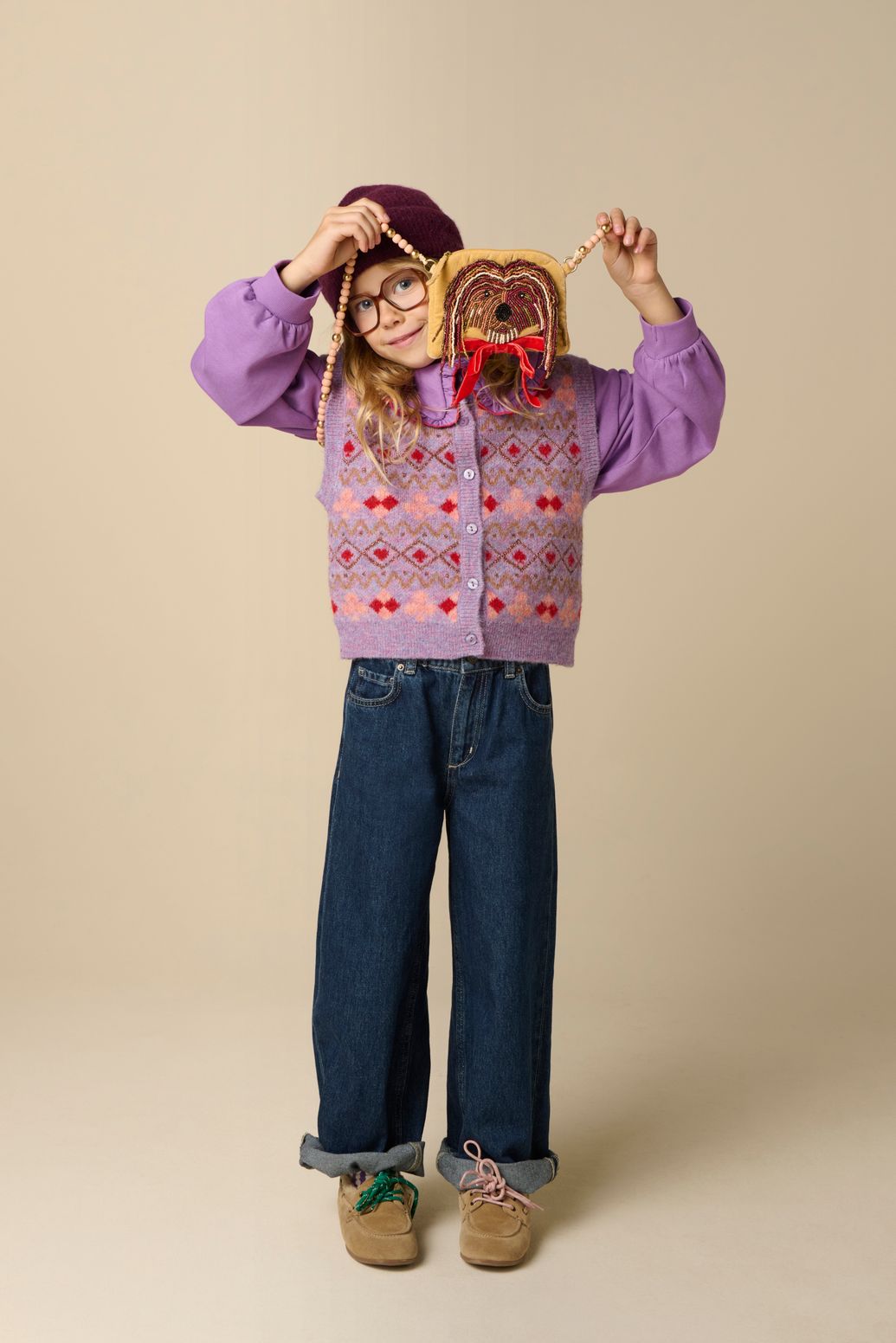 Spencer jacquard tricoté - violet clair