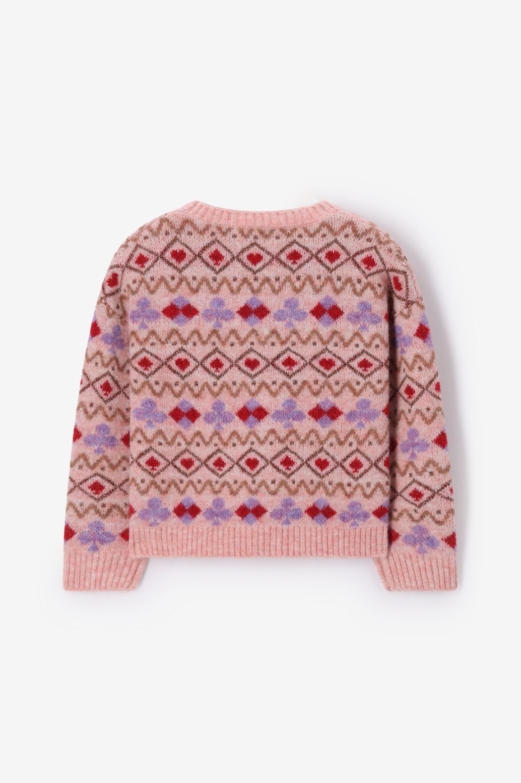 Jacquard-Pullover - dunkelrosa