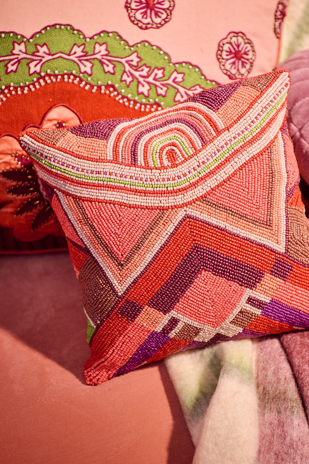 Coussin décoratif avec motif géométrique - multicolore