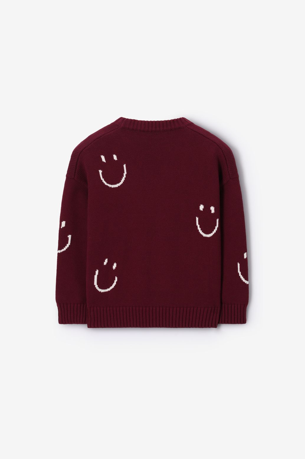 Strickpullover mit Smileys - dunkelrot