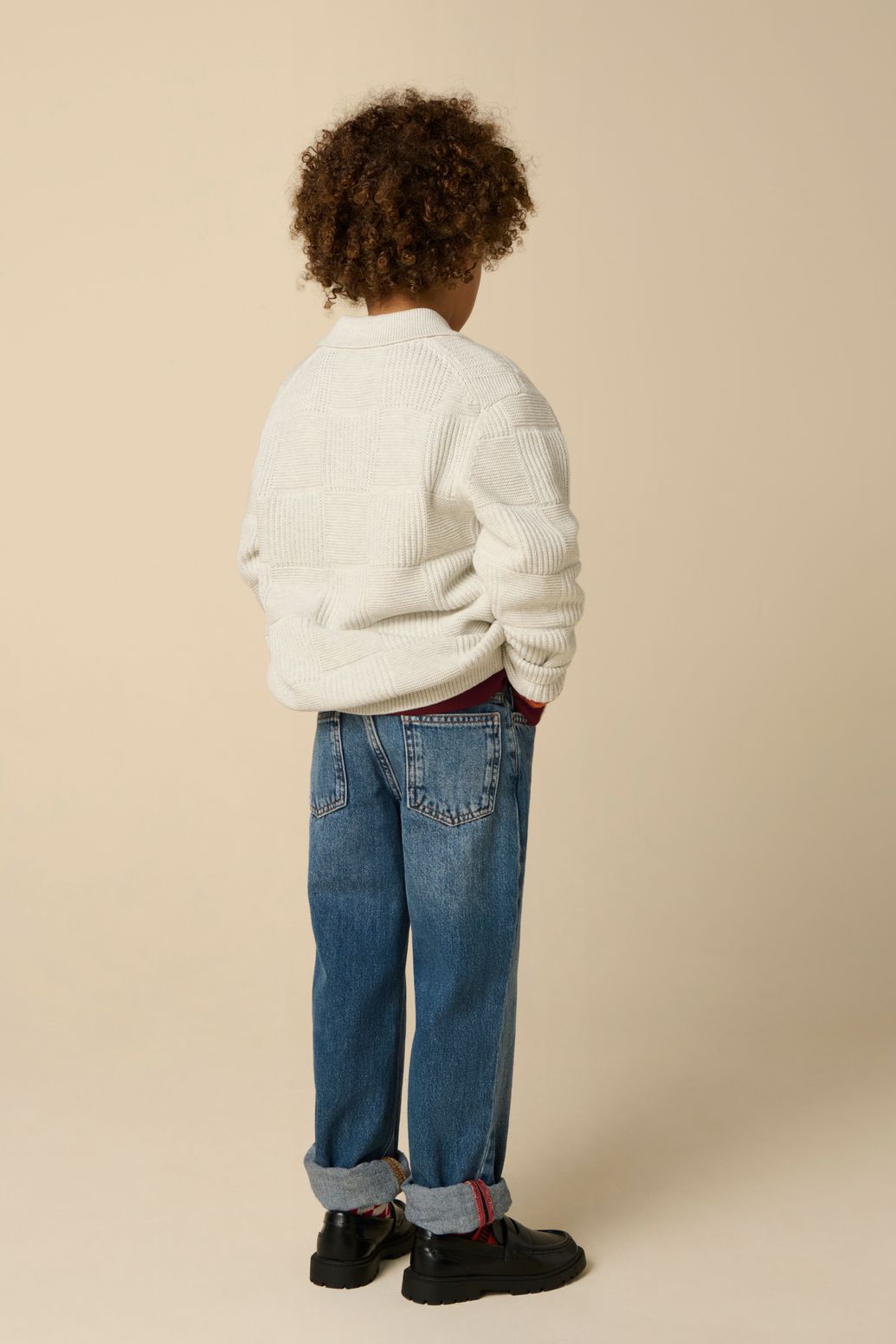 Gilet tricoté avec col polo - blanc