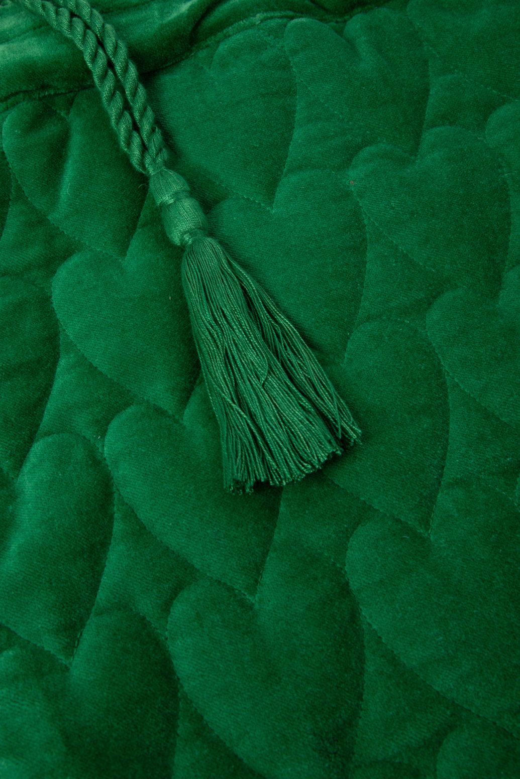 Groene velvet shopper met hartjes