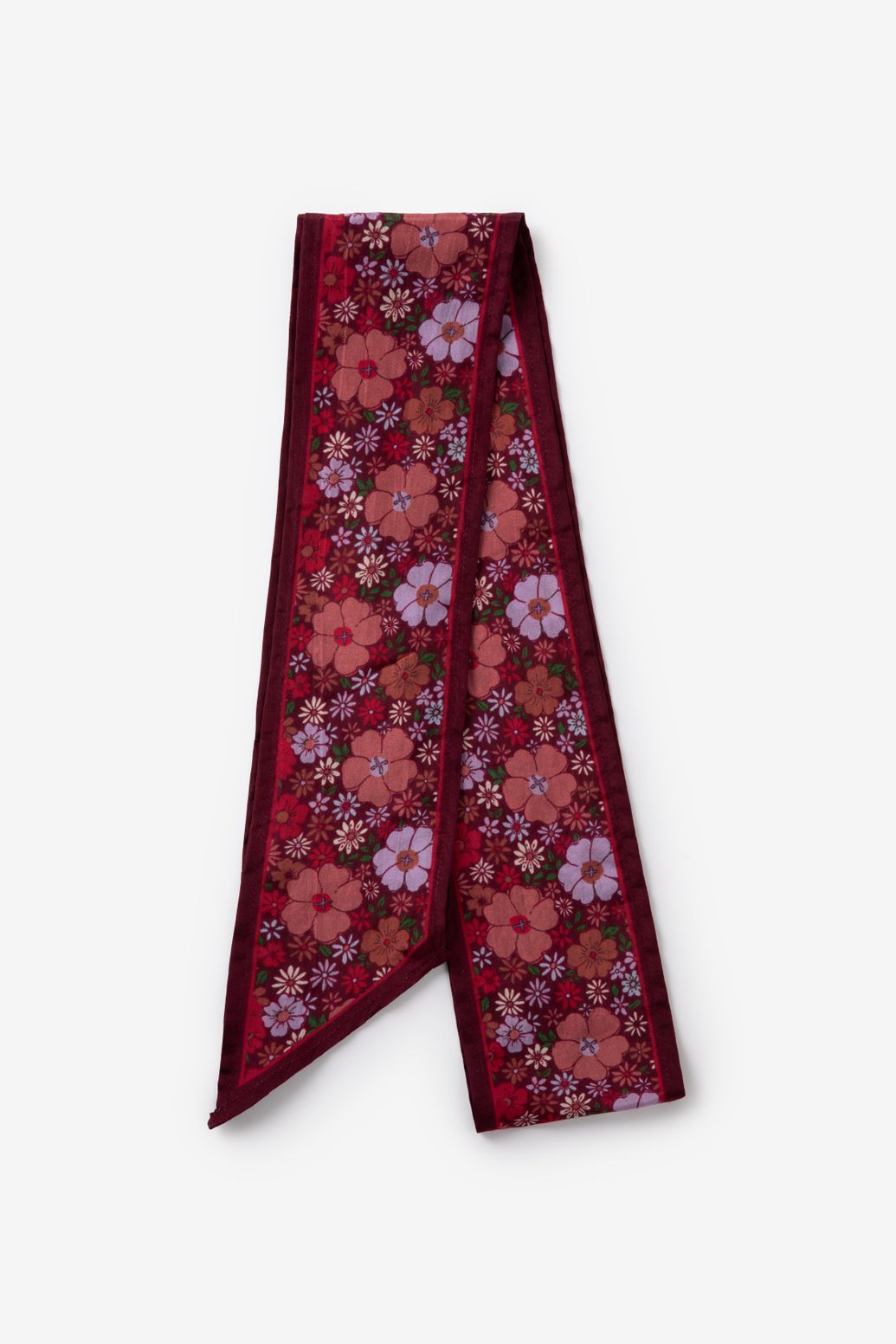 Paarse sjaal met bloemenprint