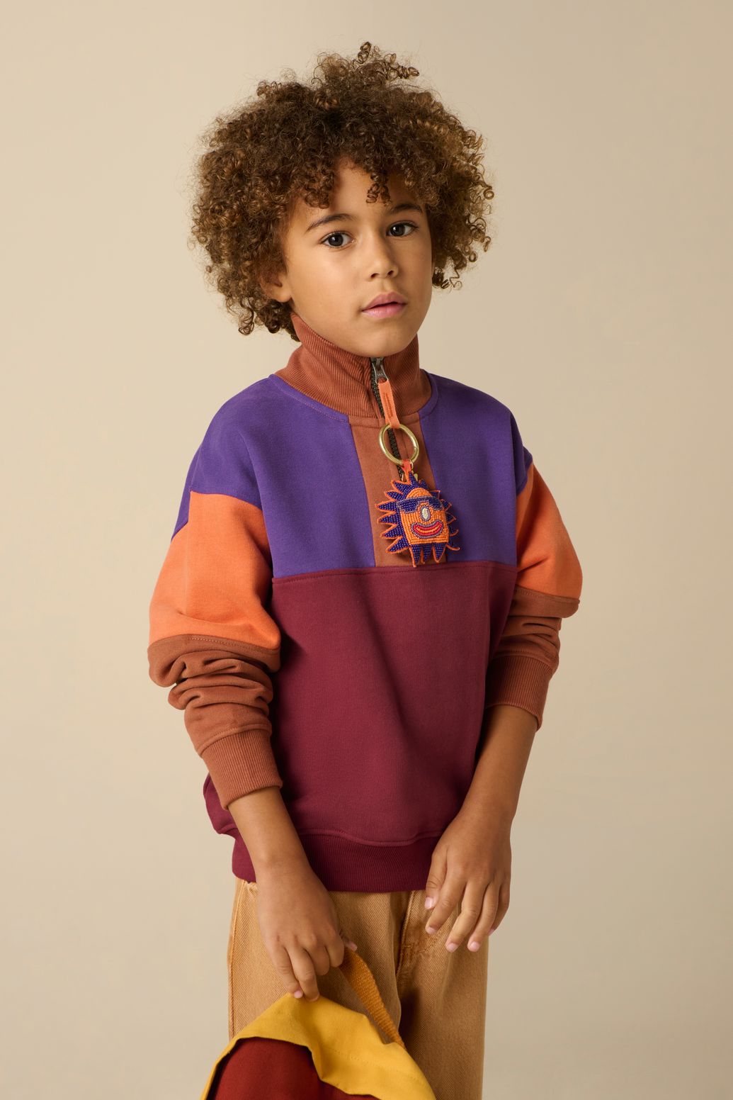 Multicolour sweater met colourblock patroon