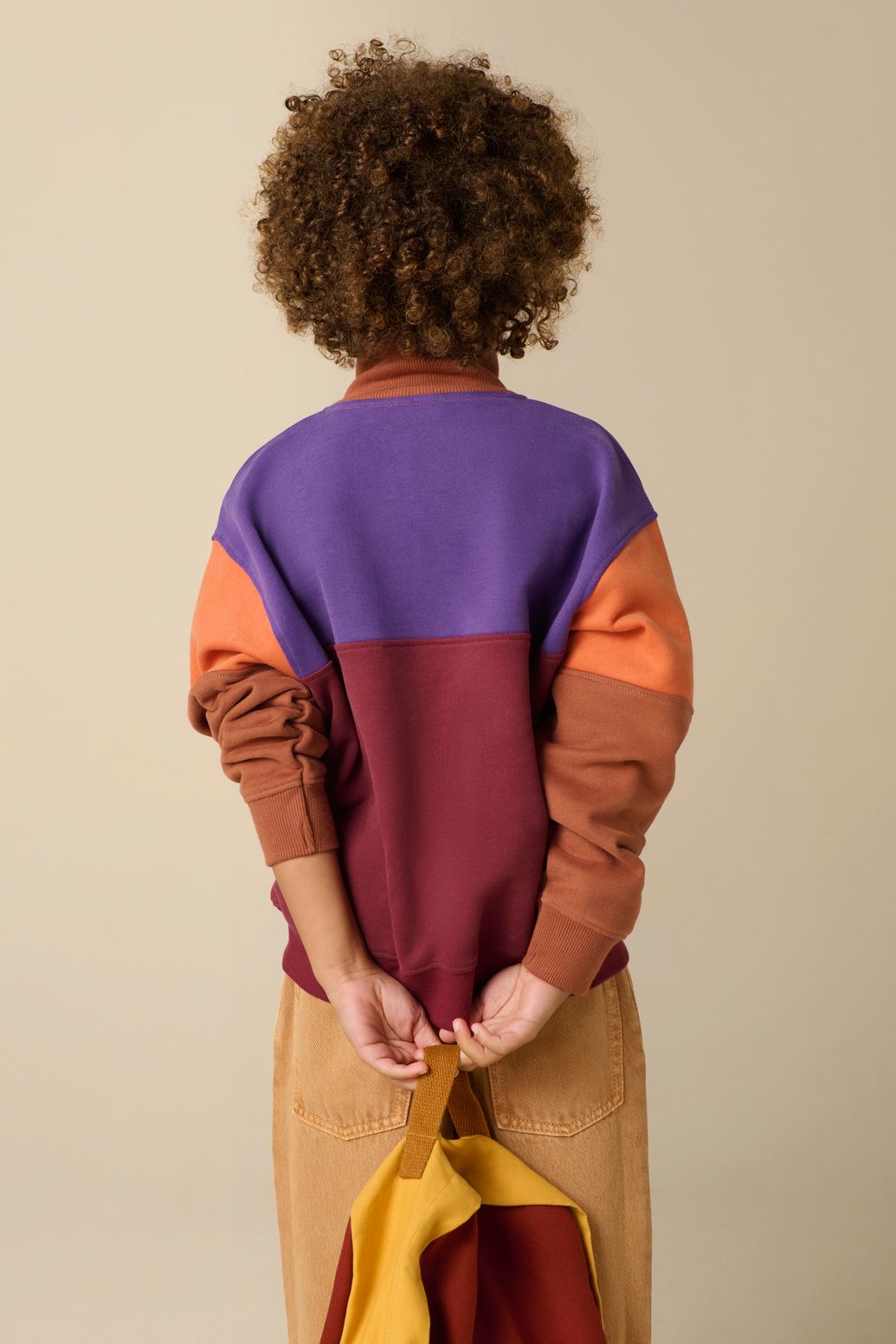 Multicolour sweater met colourblock patroon
