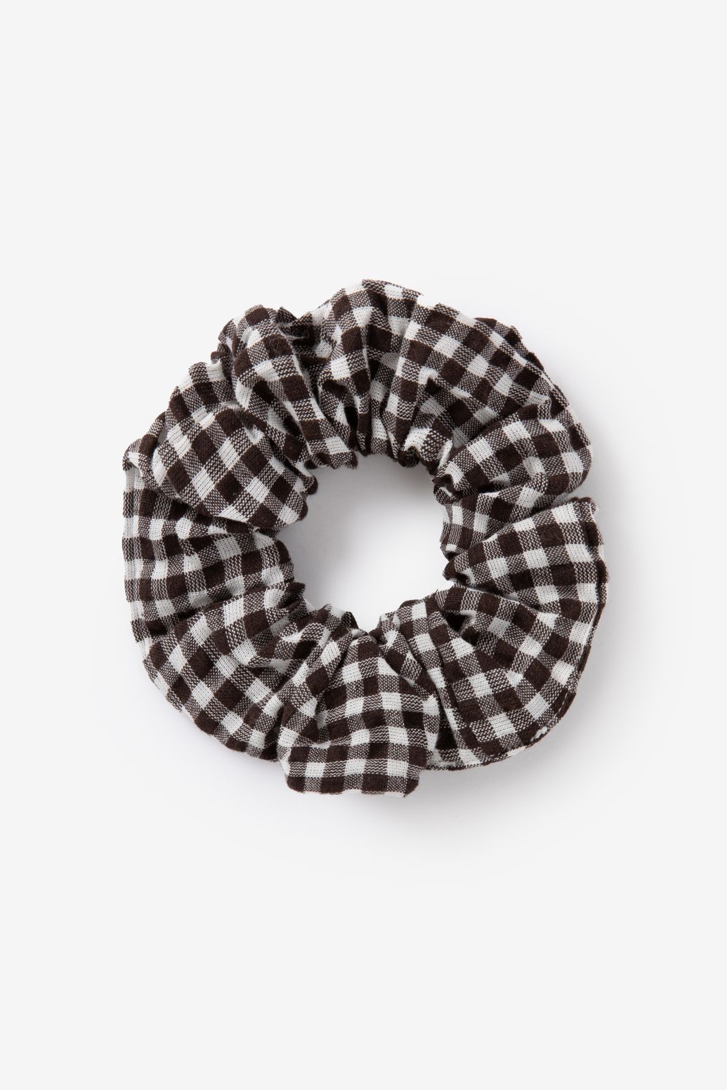 Karierter Scrunchie - dunkelbraun