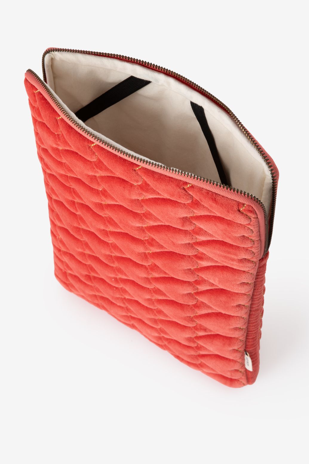 Housse ordinateur portable en velours avec cœurs - rouge