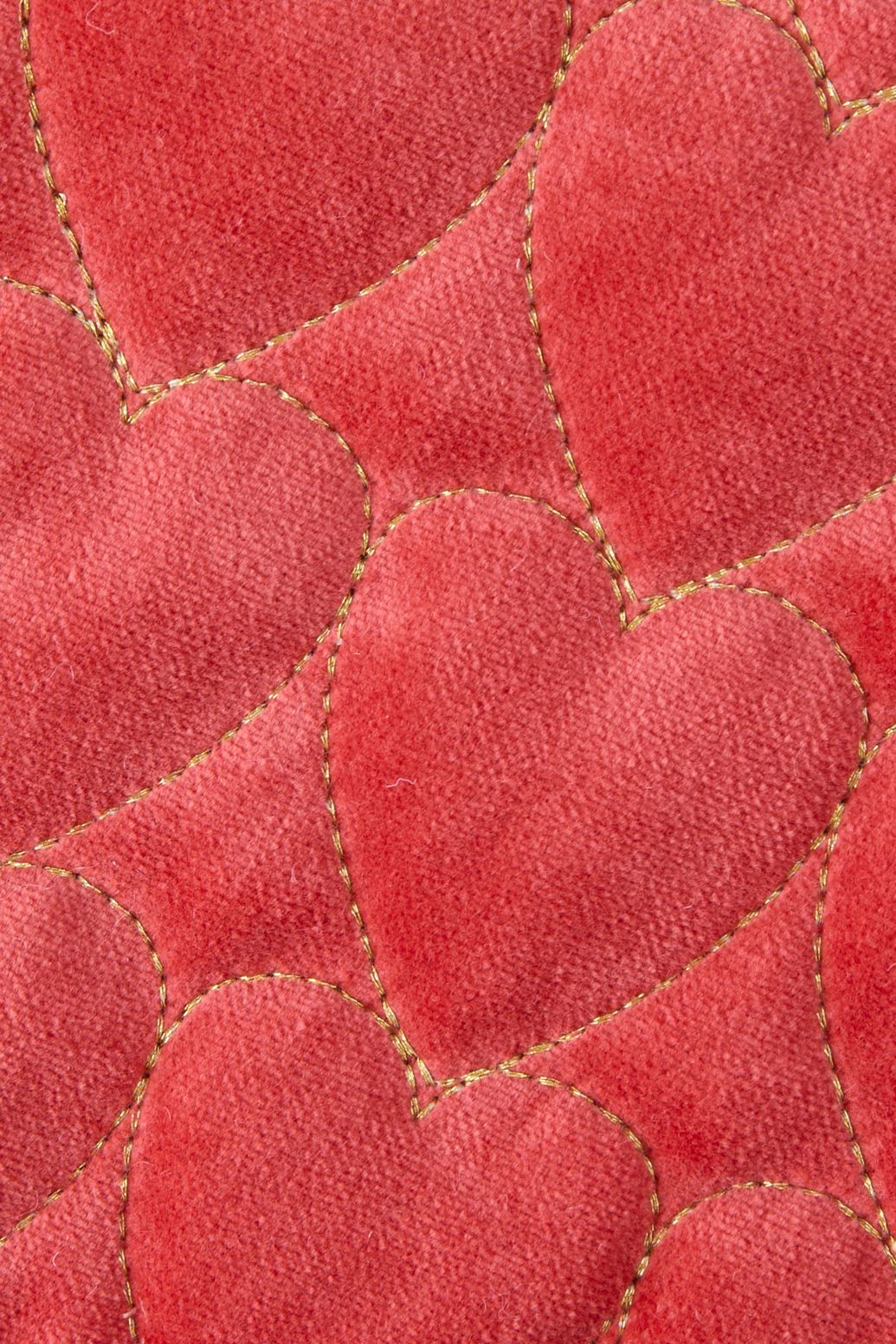 Trousse en velours avec cœurs - rouge
