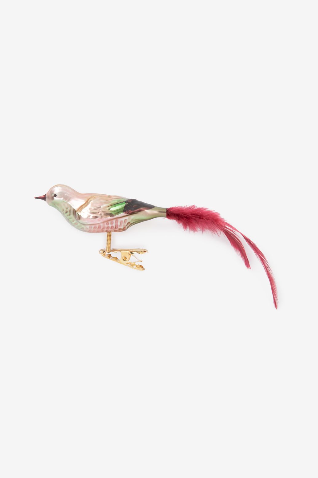 Multicolour kerst ornament vogel met clip