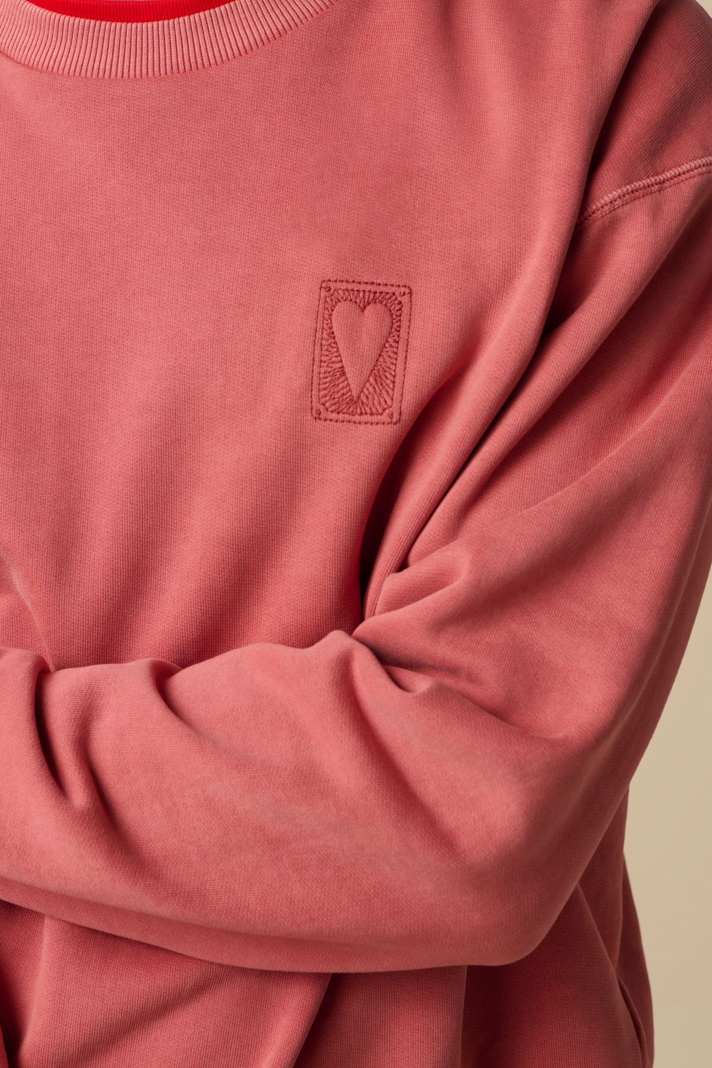 Sweat avec broderies - rouge