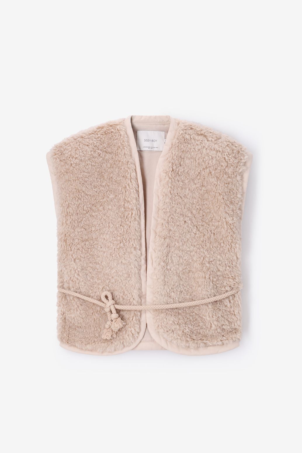 Beige teddy gilet met koord