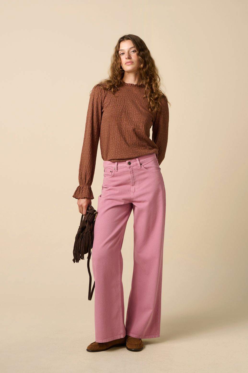 Top mit Lurex - dunkelbraun