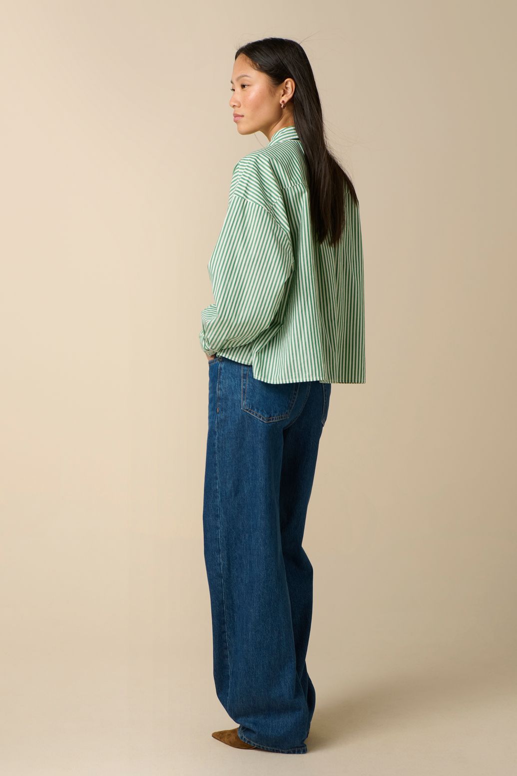 Groene gestreepte blouse