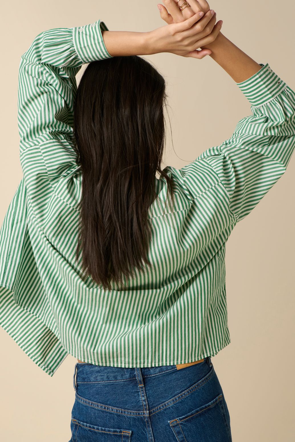 Groene gestreepte blouse
