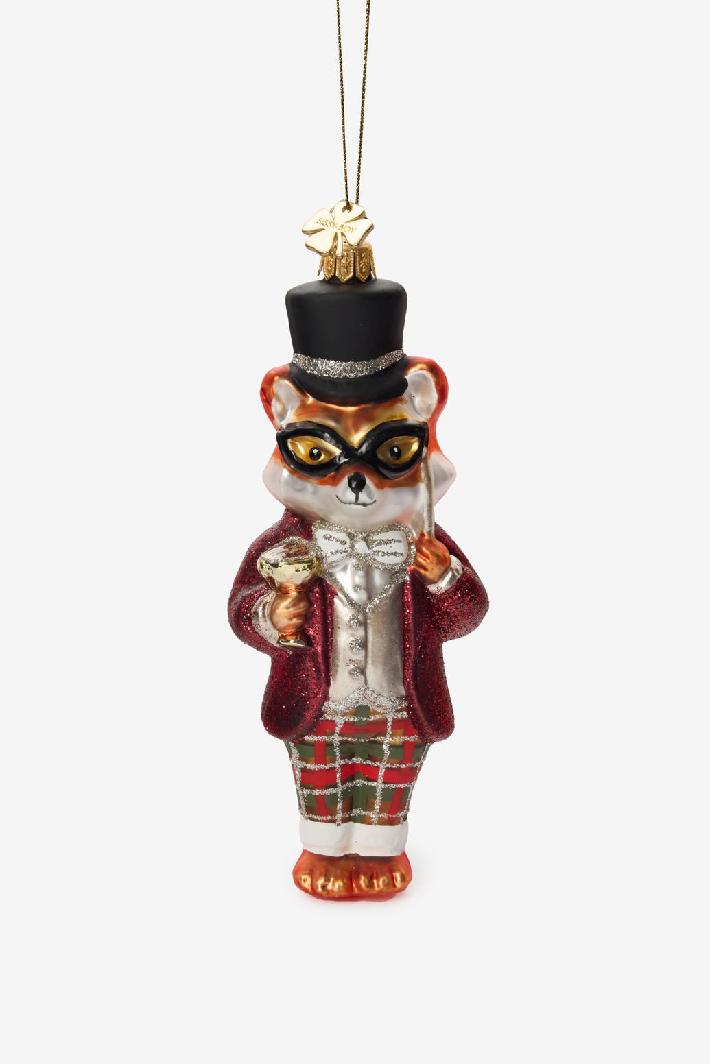 Kerst ornament vos met hoge hoed