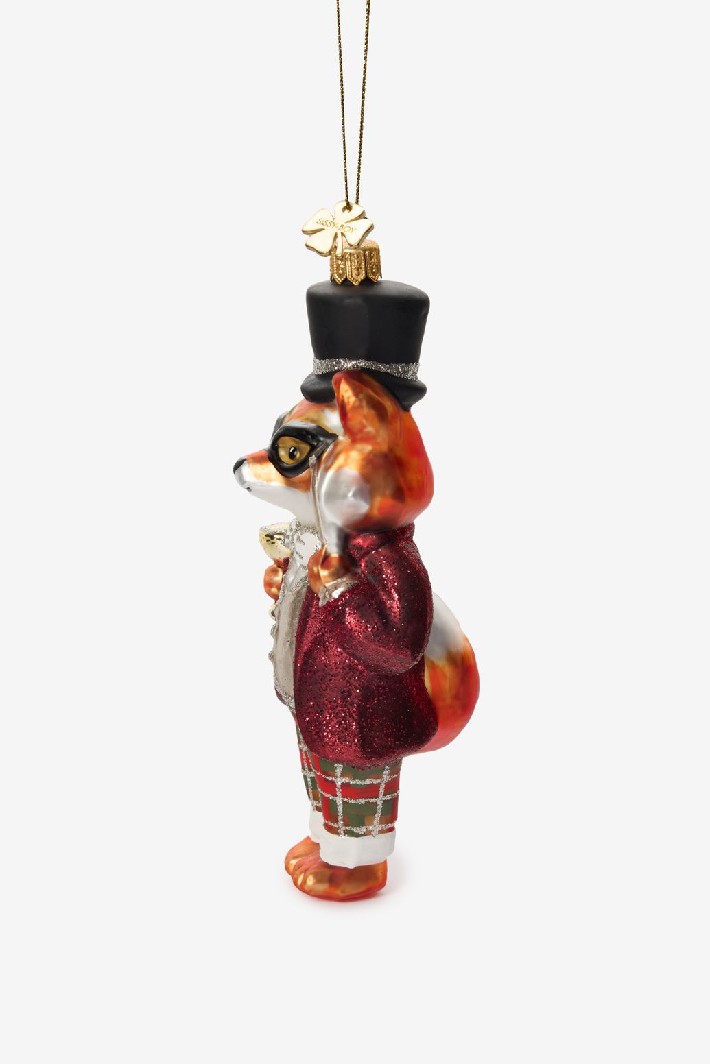 Kerst ornament vos met hoge hoed