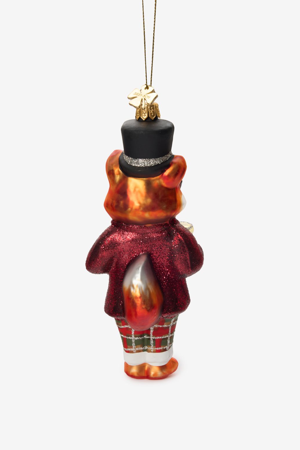 Kerst ornament vos met hoge hoed