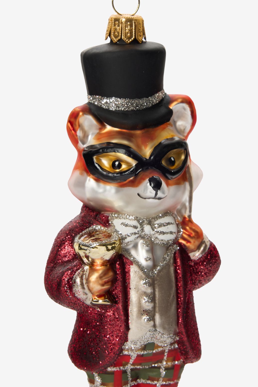 Kerst ornament vos met hoge hoed