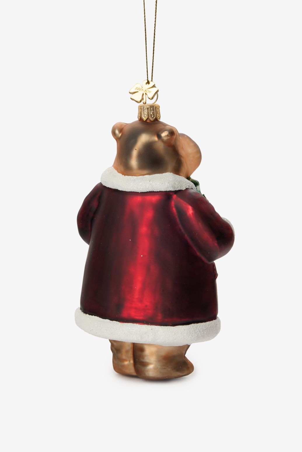 Kerst ornament nijlpaard met kerstjas