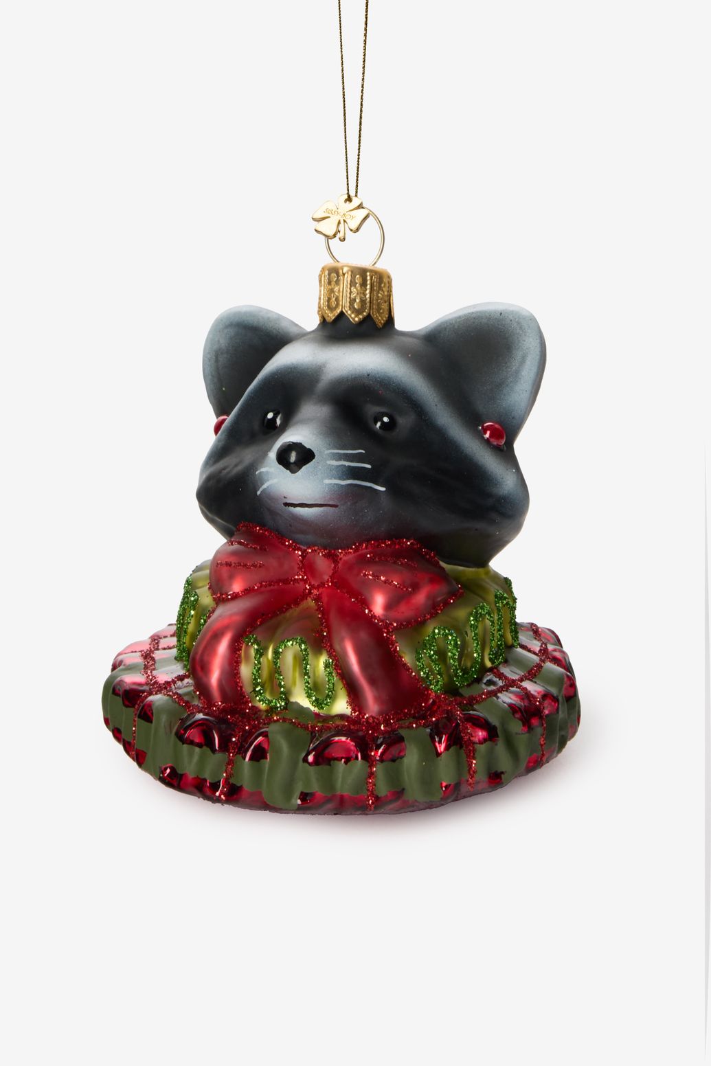 Kerst ornament wasbeer met strik