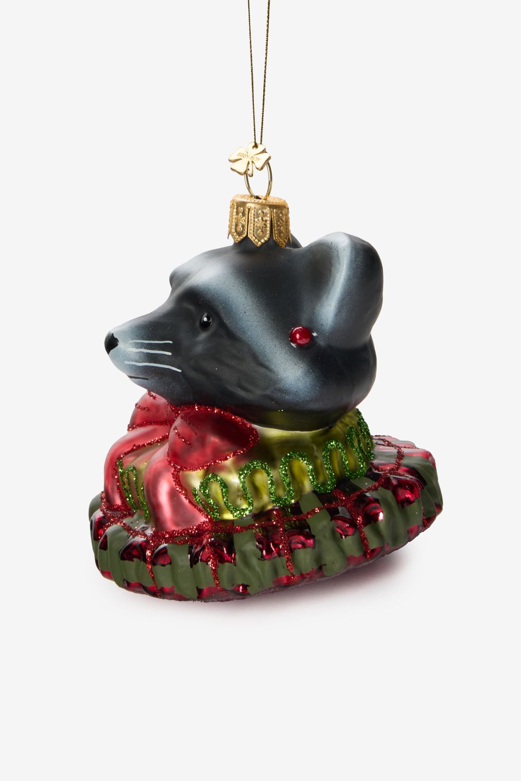 Kerst ornament wasbeer met strik
