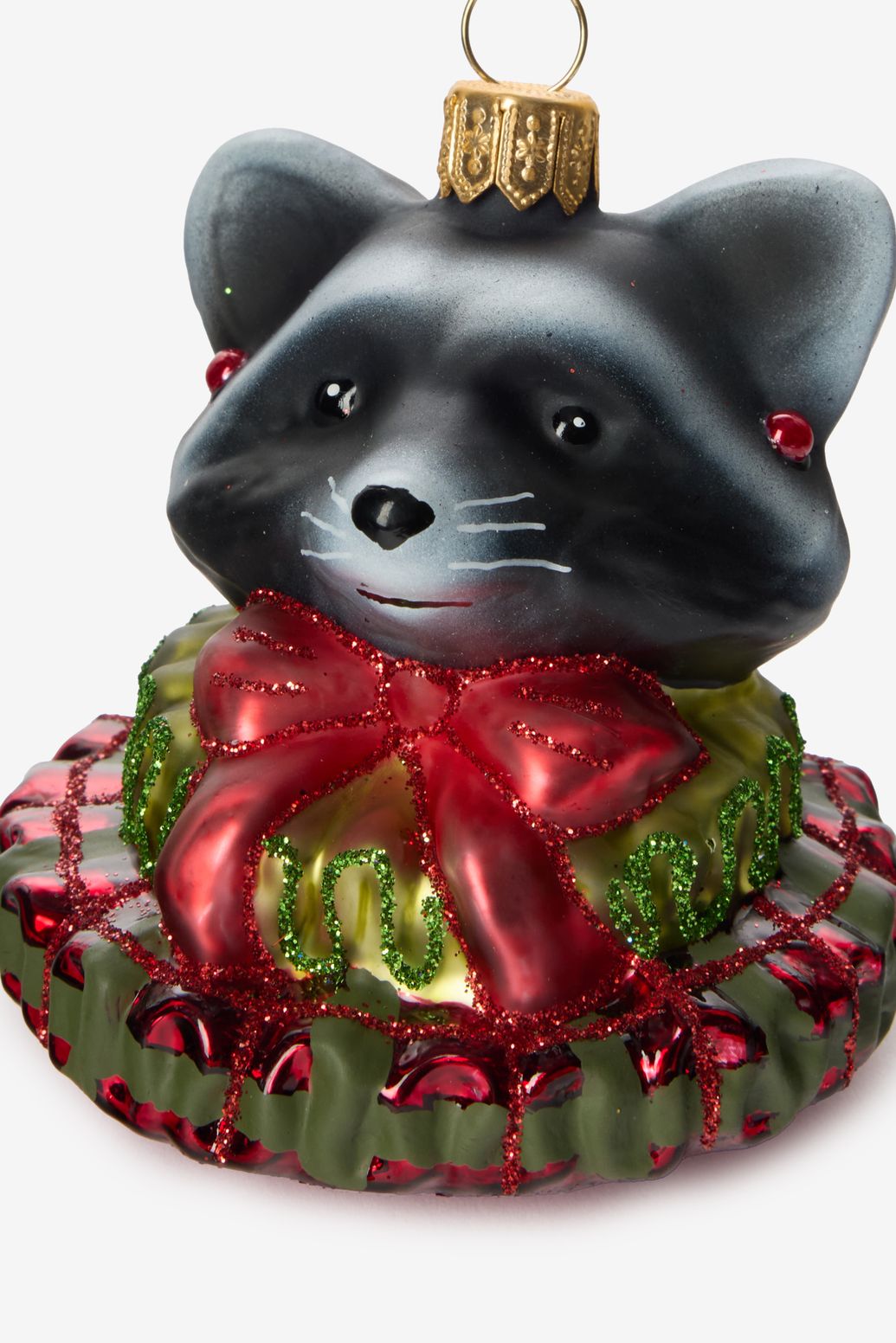 Kerst ornament wasbeer met strik
