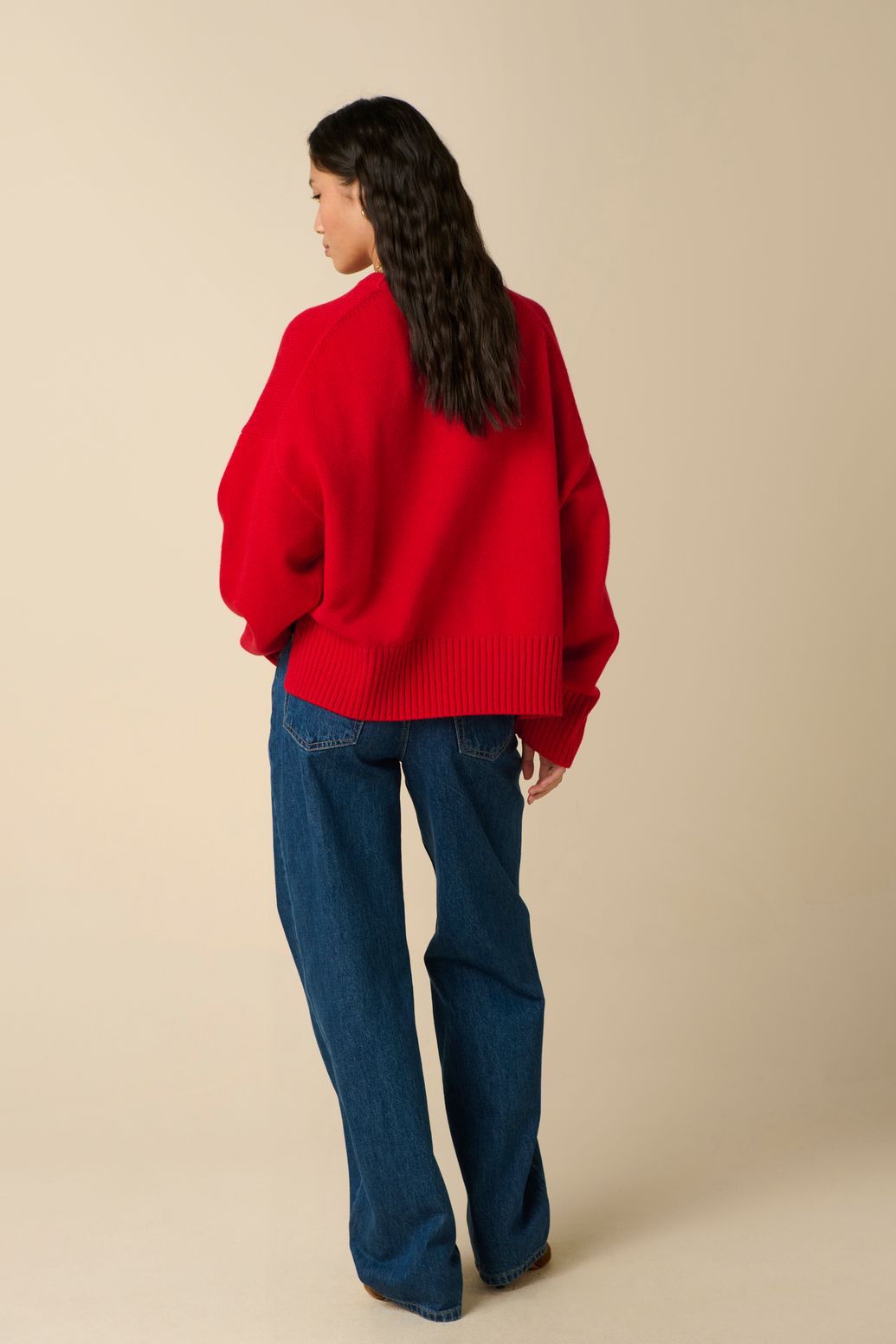 Strickpullover aus Wolle - rot