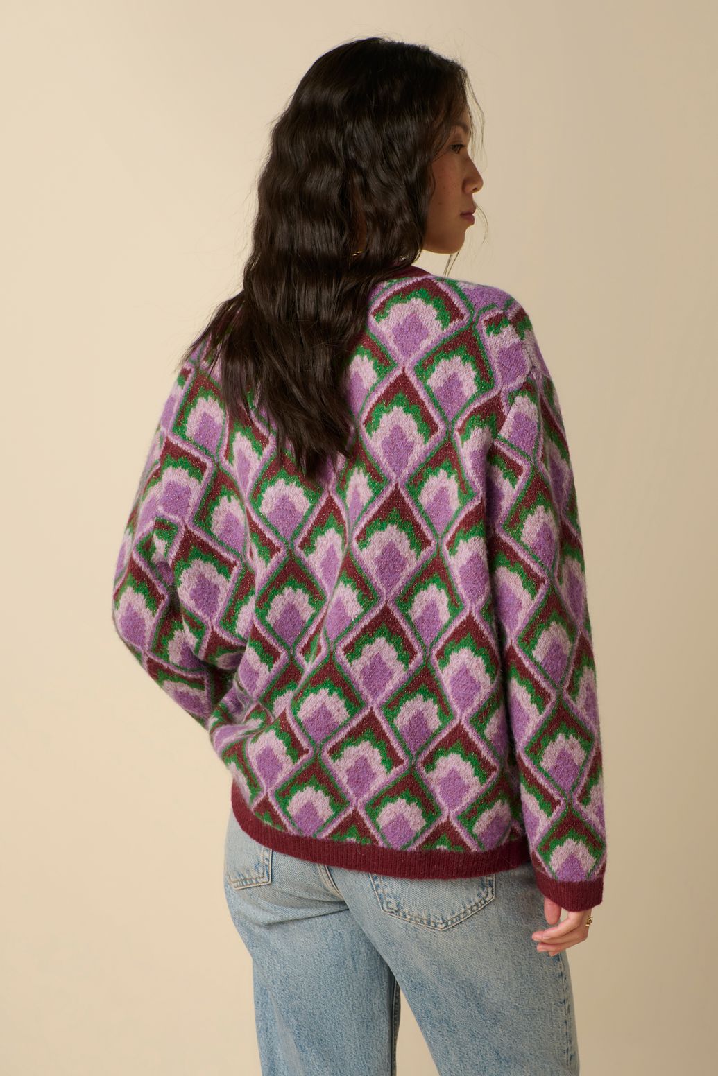 Gilet jacquard - rouge foncé