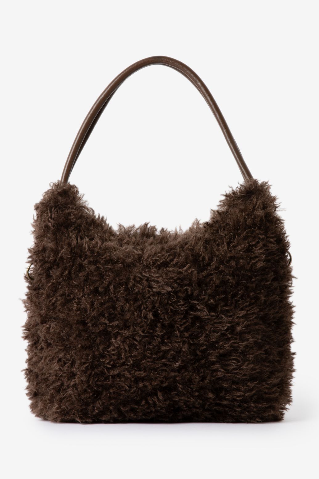 Schultertasche aus Kunstfell - dunkelbraun