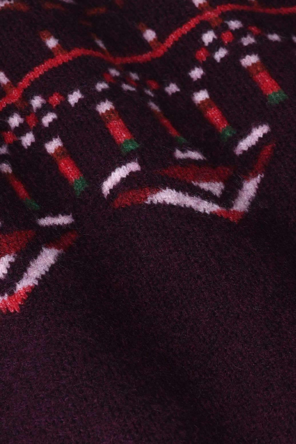 Pull jacquard en laine - rouge foncé