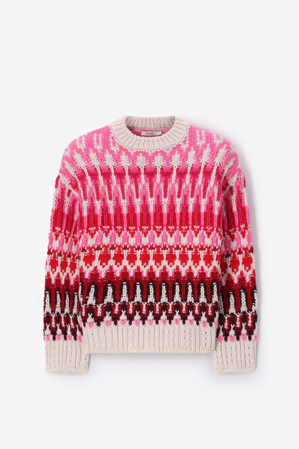 Grober Strickpullover- rosa