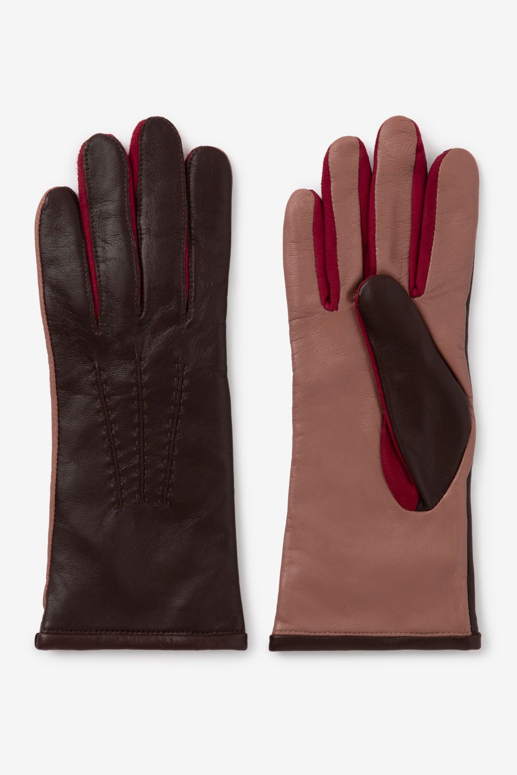 Donkerrode leren handschoenen