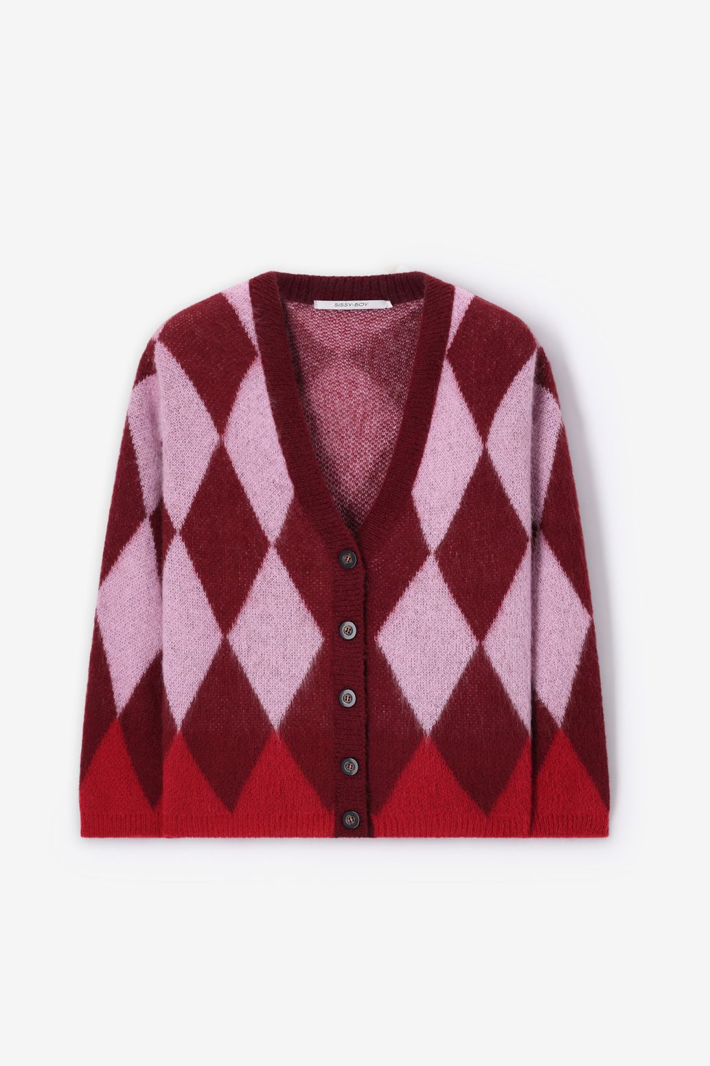 Donkerrood vest met ruiten