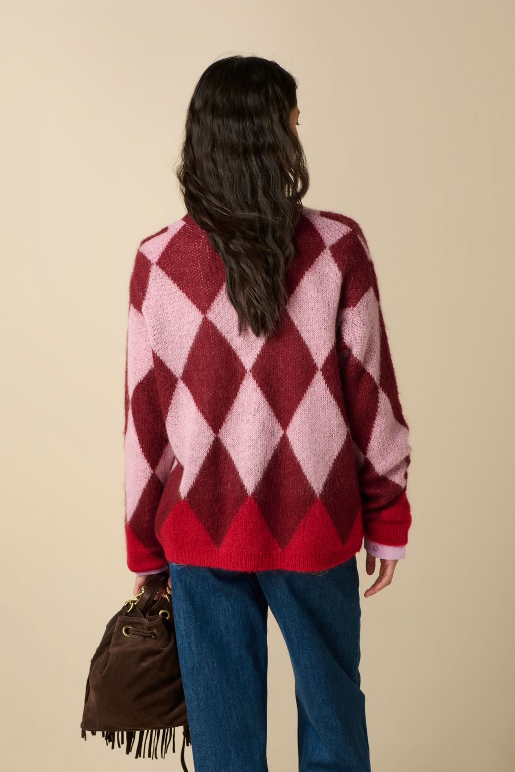 Gilet à carreaux - rouge foncé