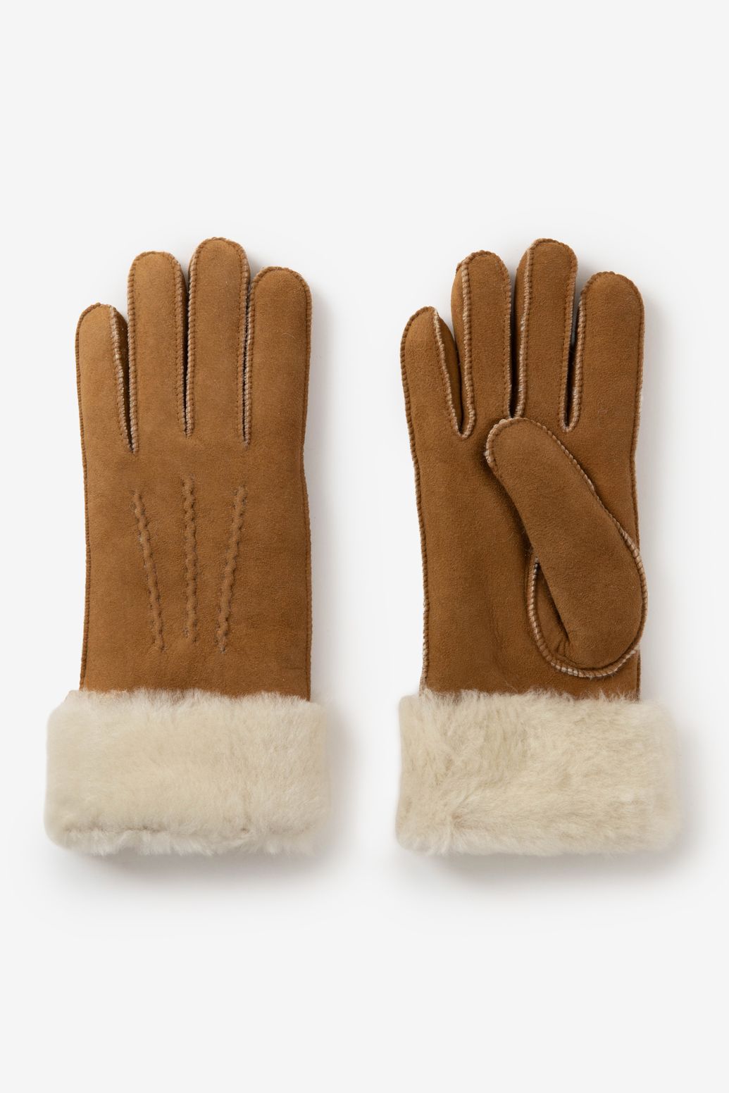 Gants en cuir et laine - marron