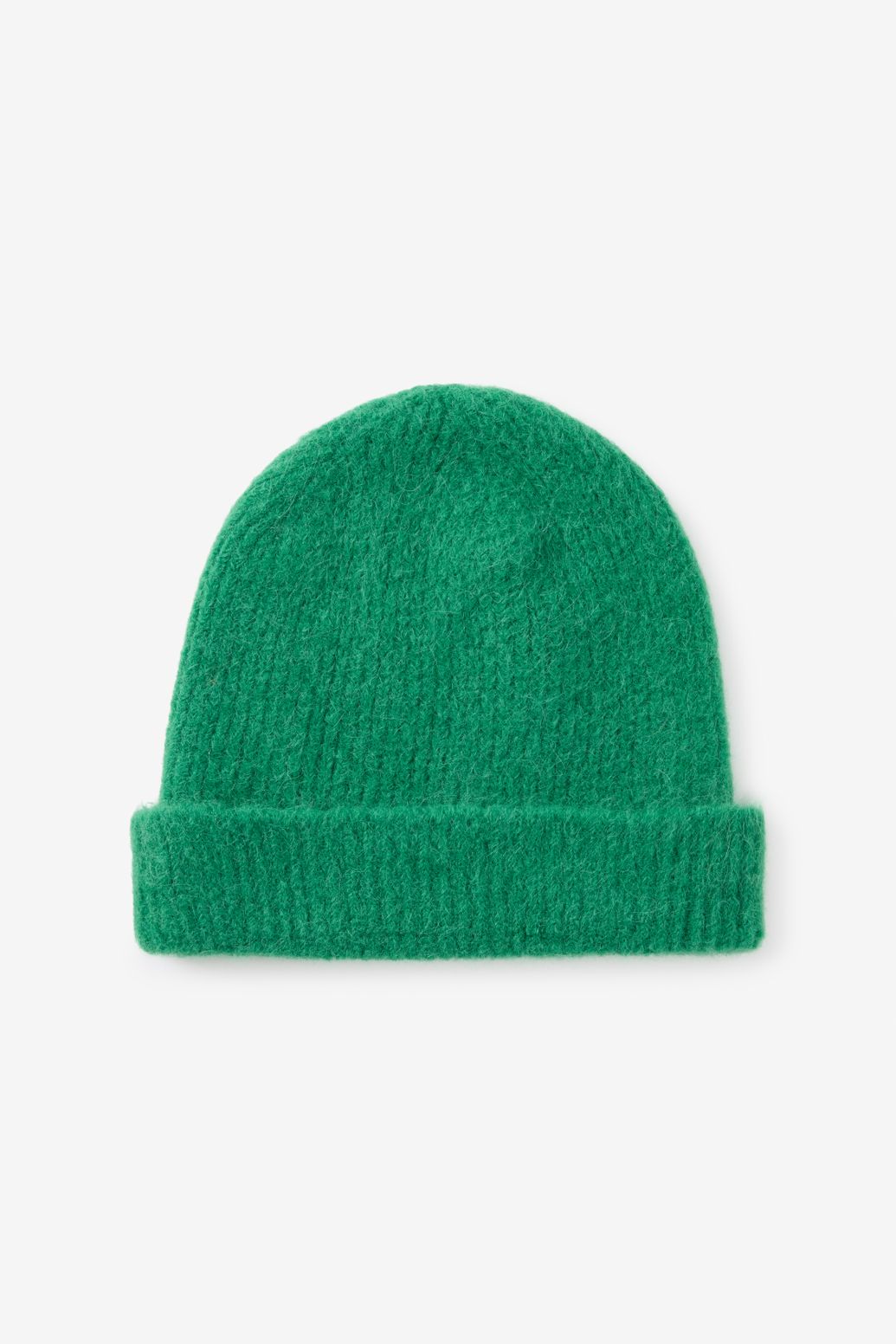 Groene gebreide wollen muts