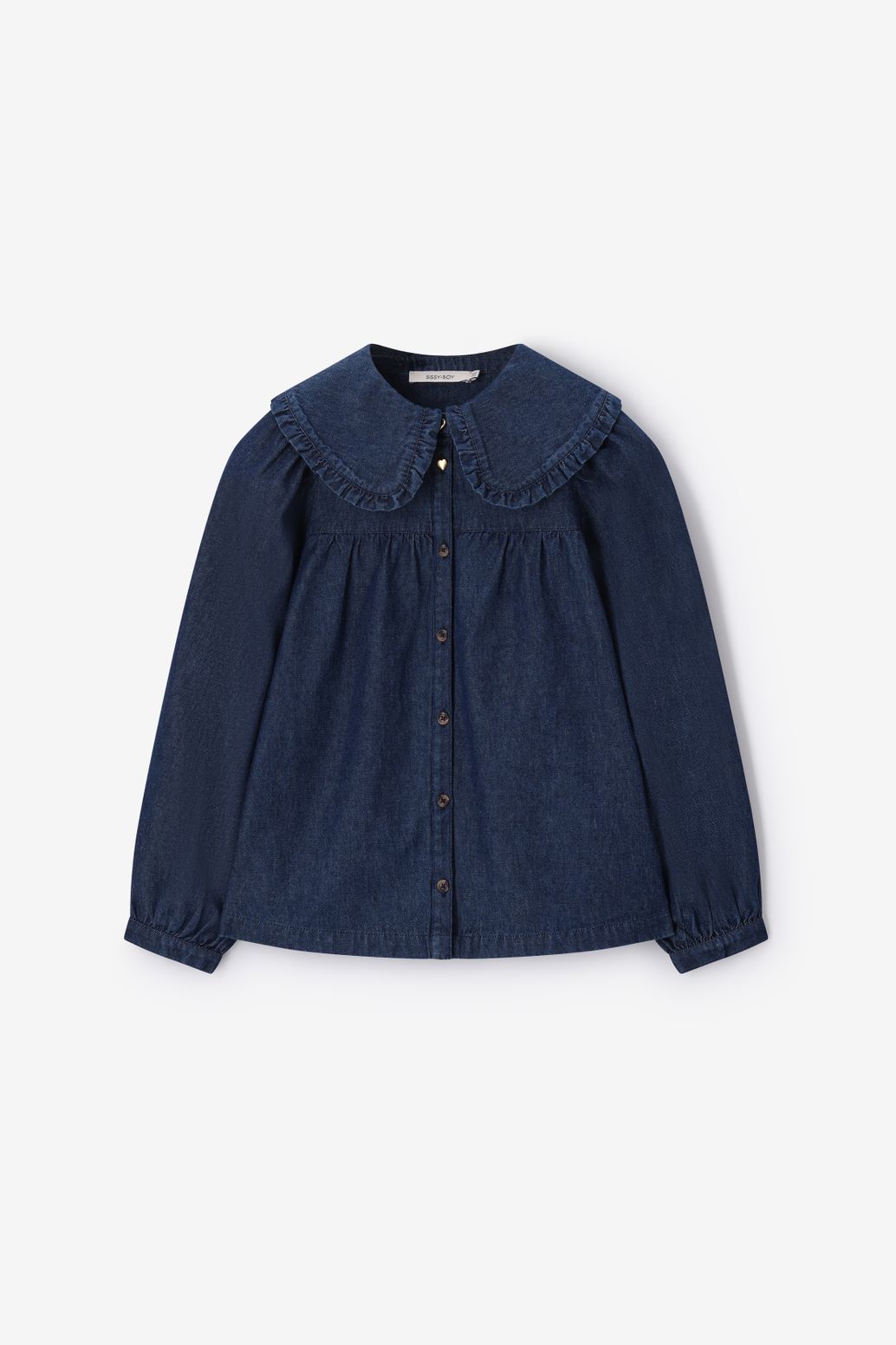 Donkerblauwe denim blouse