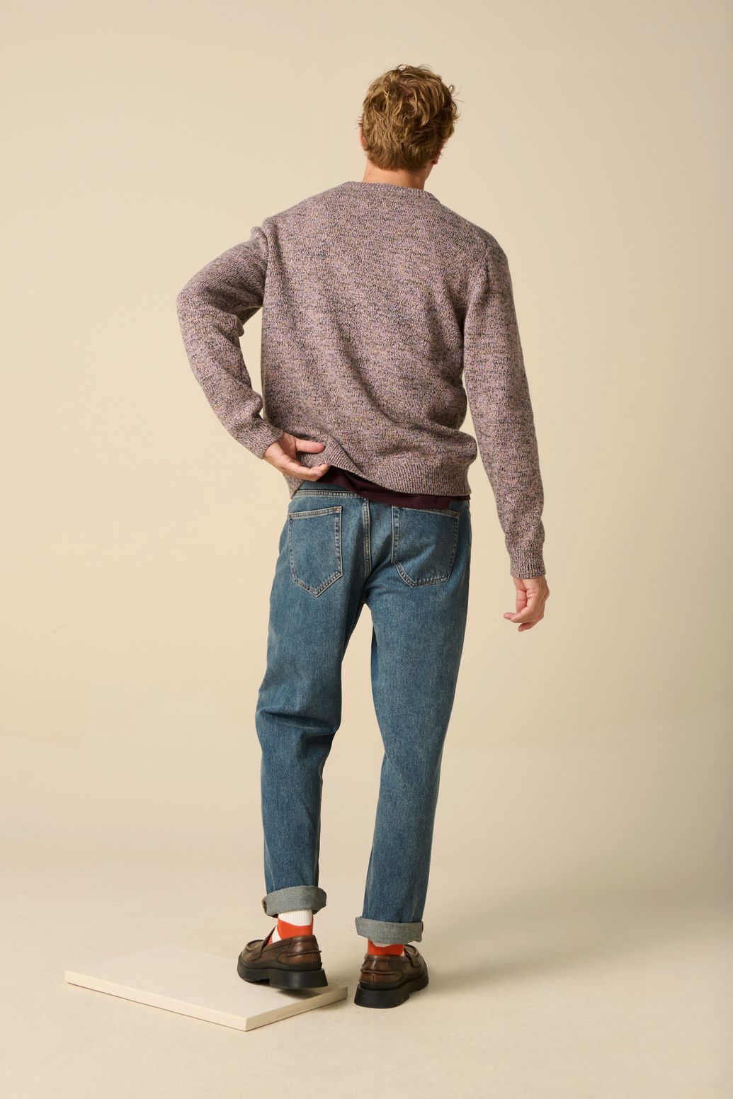 Pull chiné en laine - violet clair