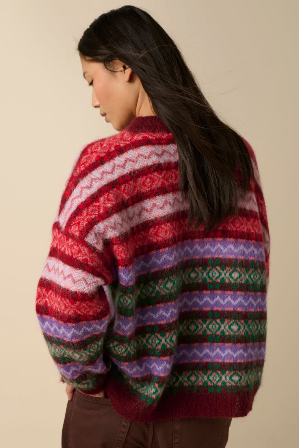 Pull jacquard - rouge foncé