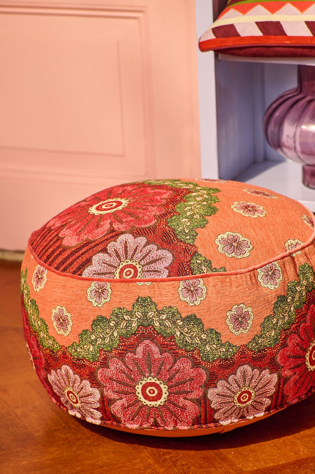 Pouf avec imprimé fleuri - multicolore