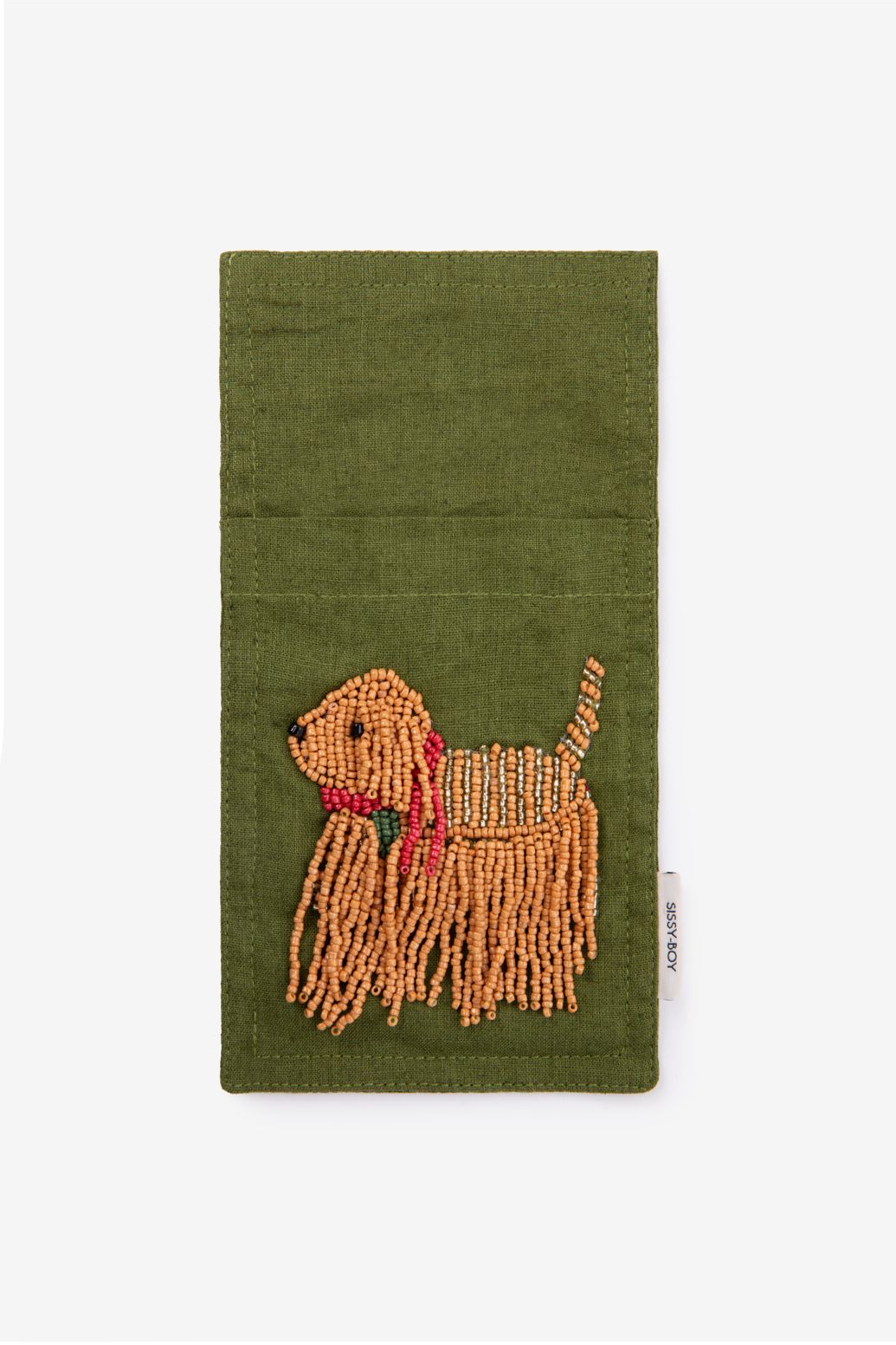 Groen bestekzakje met hond
