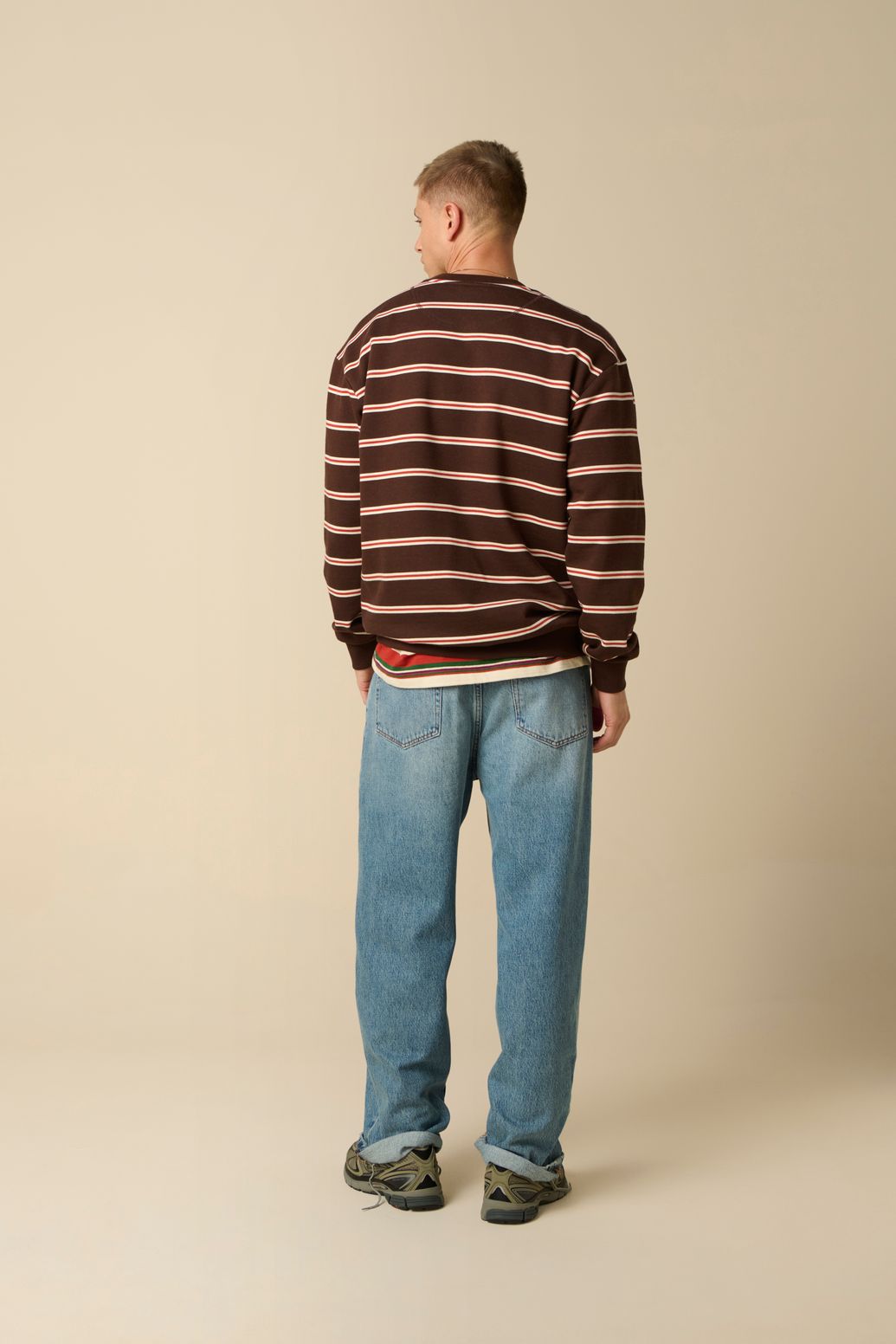 Gestreifter Sweater - dunkelbraun