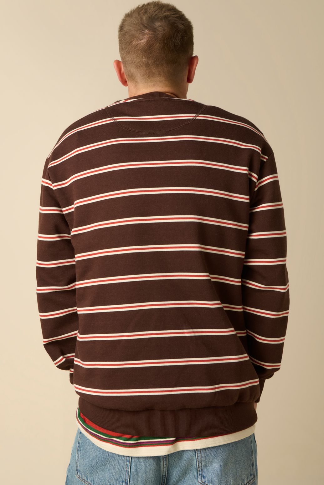 Gestreifter Sweater - dunkelbraun