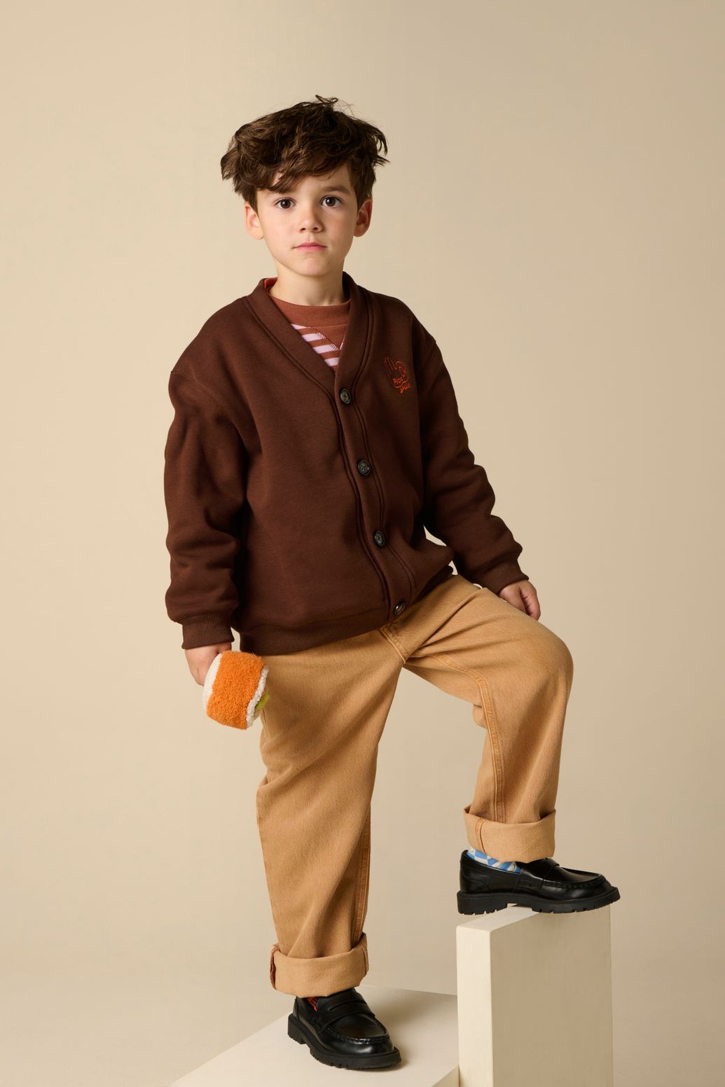 Gilet avec broderie - marron foncé