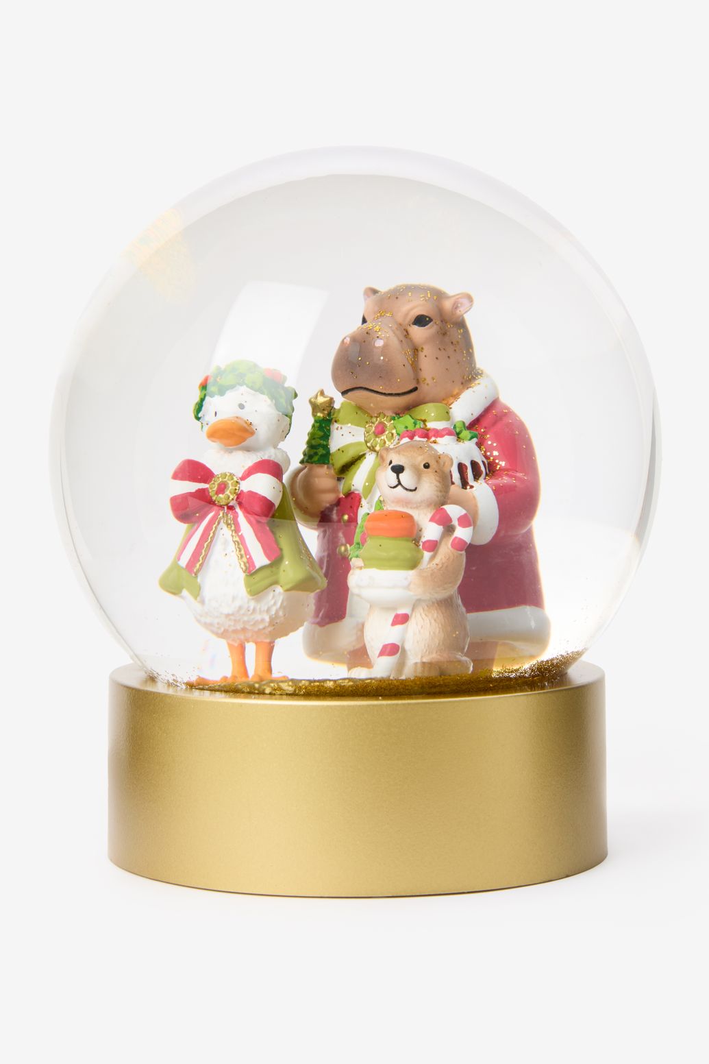 Glazen sneeuwbol met kerstdieren