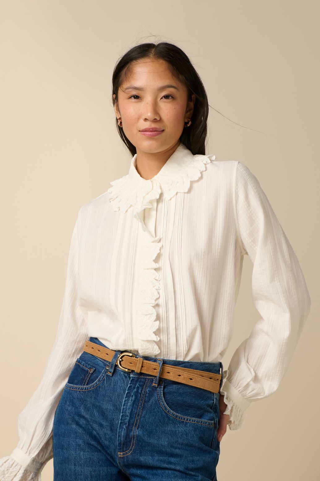 Blouse avec volants - blanc